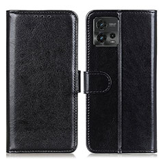 Leather Case Stands Flip Cover Holder M07L for Motorola Moto G72 Black