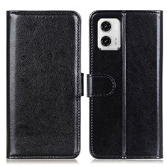 Leather Case Stands Flip Cover Holder M07L for Motorola Moto G73 5G Black