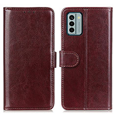 Leather Case Stands Flip Cover Holder M07L for Nokia G22 Brown