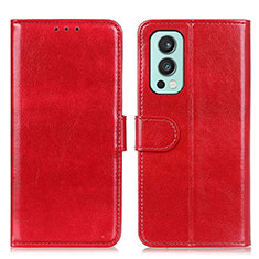 Leather Case Stands Flip Cover Holder M07L for OnePlus Nord 2 5G Red