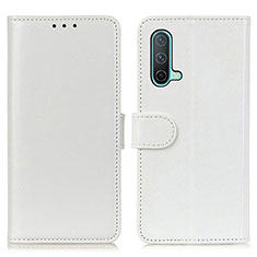 Leather Case Stands Flip Cover Holder M07L for OnePlus Nord CE 5G White