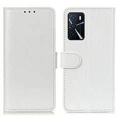 Leather Case Stands Flip Cover Holder M07L for Oppo A16 White