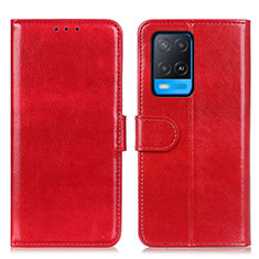 Leather Case Stands Flip Cover Holder M07L for Oppo A54 4G Red