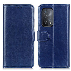Leather Case Stands Flip Cover Holder M07L for Oppo A54 5G Blue