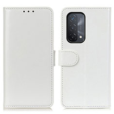 Leather Case Stands Flip Cover Holder M07L for Oppo A54 5G White