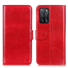 Leather Case Stands Flip Cover Holder M07L for Oppo A55 5G Red