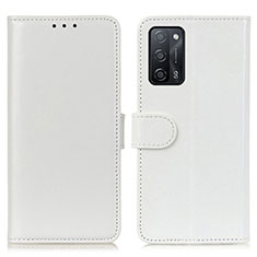 Leather Case Stands Flip Cover Holder M07L for Oppo A55 5G White