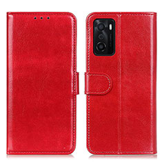 Leather Case Stands Flip Cover Holder M07L for Oppo A55S 5G Red