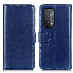 Leather Case Stands Flip Cover Holder M07L for Oppo A74 5G Blue