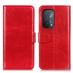 Leather Case Stands Flip Cover Holder M07L for Oppo A74 5G Red