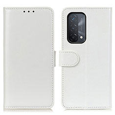 Leather Case Stands Flip Cover Holder M07L for Oppo A74 5G White