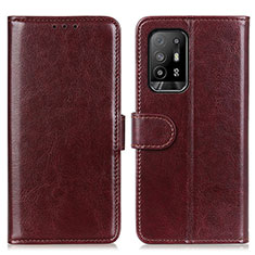 Leather Case Stands Flip Cover Holder M07L for Oppo A95 5G Brown