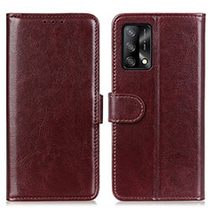 Leather Case Stands Flip Cover Holder M07L for Oppo F19 Brown