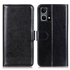 Leather Case Stands Flip Cover Holder M07L for Oppo F21 Pro 4G Black