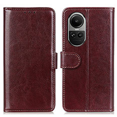 Leather Case Stands Flip Cover Holder M07L for Oppo Reno10 5G Brown