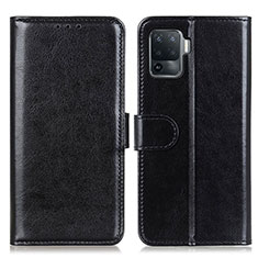 Leather Case Stands Flip Cover Holder M07L for Oppo Reno5 F Black