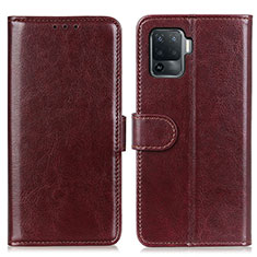 Leather Case Stands Flip Cover Holder M07L for Oppo Reno5 F Brown