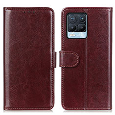 Leather Case Stands Flip Cover Holder M07L for Realme 8 4G Brown