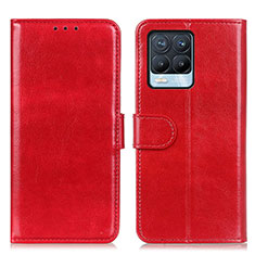 Leather Case Stands Flip Cover Holder M07L for Realme 8 Pro Red