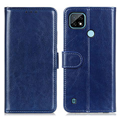 Leather Case Stands Flip Cover Holder M07L for Realme C21 Blue