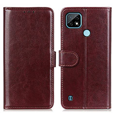 Leather Case Stands Flip Cover Holder M07L for Realme C21 Brown