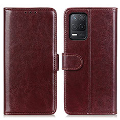 Leather Case Stands Flip Cover Holder M07L for Realme V13 5G Brown