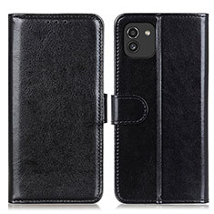 Leather Case Stands Flip Cover Holder M07L for Samsung Galaxy A03 Black