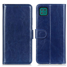 Leather Case Stands Flip Cover Holder M07L for Samsung Galaxy F42 5G Blue