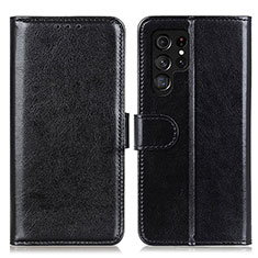 Leather Case Stands Flip Cover Holder M07L for Samsung Galaxy S21 Ultra 5G Black