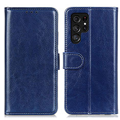 Leather Case Stands Flip Cover Holder M07L for Samsung Galaxy S23 Ultra 5G Blue