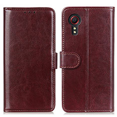 Leather Case Stands Flip Cover Holder M07L for Samsung Galaxy XCover 5 SM-G525F Brown