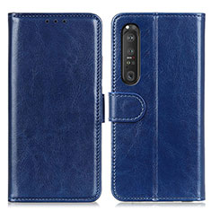 Leather Case Stands Flip Cover Holder M07L for Sony Xperia 1 III Blue