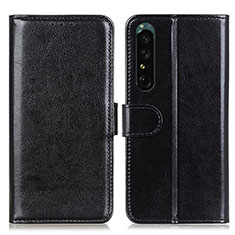 Leather Case Stands Flip Cover Holder M07L for Sony Xperia 1 IV Black