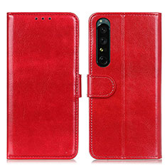 Leather Case Stands Flip Cover Holder M07L for Sony Xperia 1 IV Red