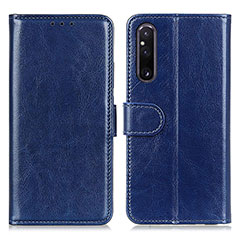 Leather Case Stands Flip Cover Holder M07L for Sony Xperia 1 V Blue