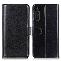 Leather Case Stands Flip Cover Holder M07L for Sony Xperia 10 III Lite Black