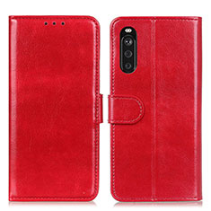 Leather Case Stands Flip Cover Holder M07L for Sony Xperia 10 III SOG04 Red