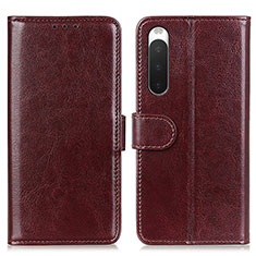 Leather Case Stands Flip Cover Holder M07L for Sony Xperia 10 IV SO-52C Brown