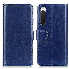 Leather Case Stands Flip Cover Holder M07L for Sony Xperia 10 IV SOG07 Blue