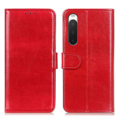 Leather Case Stands Flip Cover Holder M07L for Sony Xperia 10 IV SOG07 Red