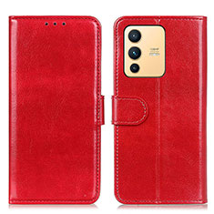 Leather Case Stands Flip Cover Holder M07L for Vivo V23 5G Red