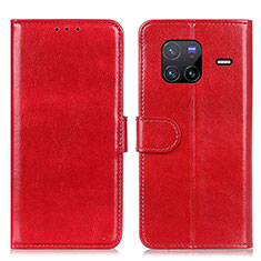 Leather Case Stands Flip Cover Holder M07L for Vivo X80 5G Red