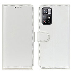 Leather Case Stands Flip Cover Holder M07L for Xiaomi Poco M4 Pro 5G White