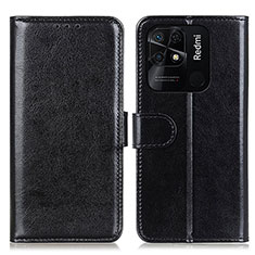 Leather Case Stands Flip Cover Holder M07L for Xiaomi Redmi 10 India Black