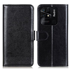 Leather Case Stands Flip Cover Holder M07L for Xiaomi Redmi 10C 4G Black