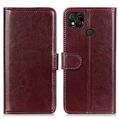 Leather Case Stands Flip Cover Holder M07L for Xiaomi Redmi 9C NFC Brown