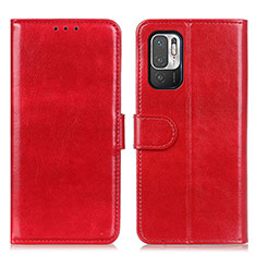 Leather Case Stands Flip Cover Holder M07L for Xiaomi Redmi Note 10 5G Red