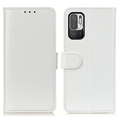 Leather Case Stands Flip Cover Holder M07L for Xiaomi Redmi Note 10 5G White