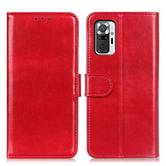 Leather Case Stands Flip Cover Holder M07L for Xiaomi Redmi Note 10 Pro 4G Red