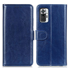 Leather Case Stands Flip Cover Holder M07L for Xiaomi Redmi Note 10 Pro Max Blue